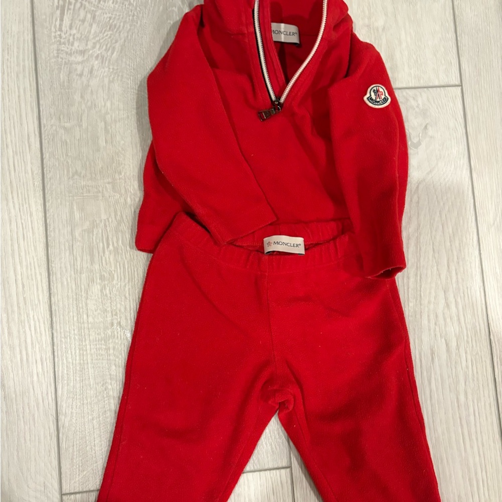 Moncler Quarter Zip Fleece Tracksuit Bold Red